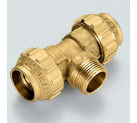 Тройник компрессионный Tiemme для труб ПНД 20х1/2 НР 3400088