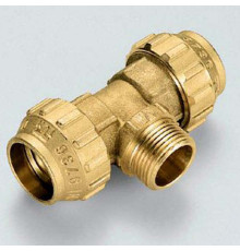 Тройник компрессионный Tiemme для труб ПНД 20х1/2 НР 3400088