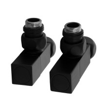 Вентили запорные угловые Сунержа Квадрат пара черный матовый SG01CH0405/2BLACK