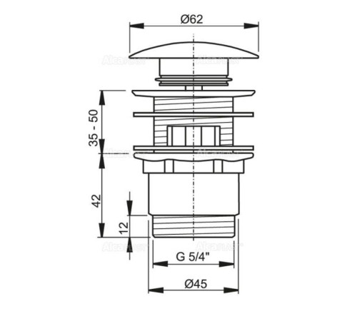 Выпуск AlcaPlast 1 1/4 Click-Clack с переливом большая пробка хром A390
