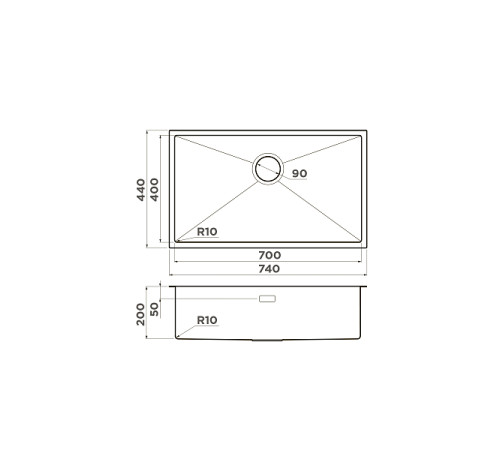 Кухонная мойка Omoikiri Taki 74-U/IF-LG 74x44 см светлое золото 4993499