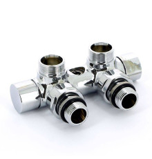 Узел ручной угловой Carlo Poletti с запорным клапаном хром V48100B