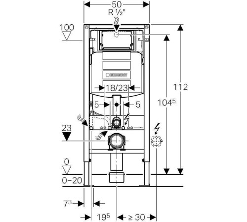 Система инсталляции для унитаза Geberit Duofix 112 см с бачком Sigma 12 см 111.300.00.5