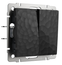 Выключатель двухклавишный проходной (Hammar черный) W1222008