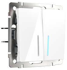 Выключатель двухклавишный с подсветкой (белый) W1120101