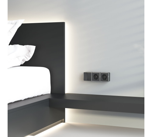 Выключатель двухклавишный влагозащищенный Gallant черный с серебром W5020234 W5020234