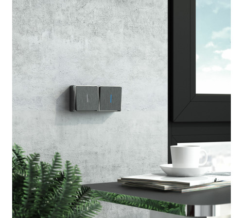 Выключатель одноклавишный с подсветкой Gallant графит рифленый W5010104