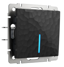 Выключатель одноклавишный с подсветкой (Hammar черный) W1210108