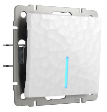 Выключатель одноклавишный с подсветкой (Hammer белый) W1210101