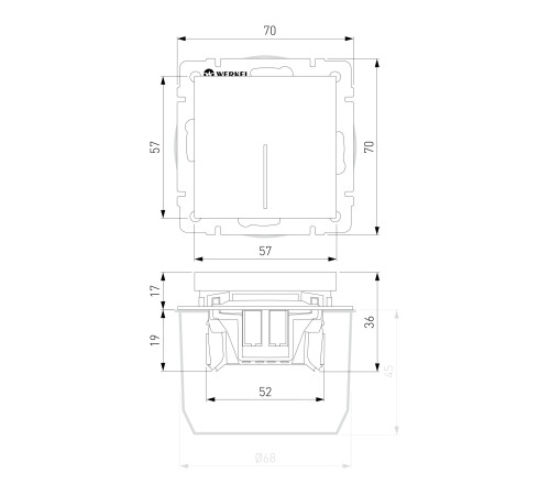 Выключатель одноклавишный с подсветкой (Hammer белый) W1210101