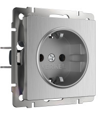 Розетка с заземлением (cеребряный рифленый) W1171009