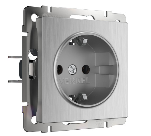 Розетка с заземлением (cеребряный рифленый) W1171009