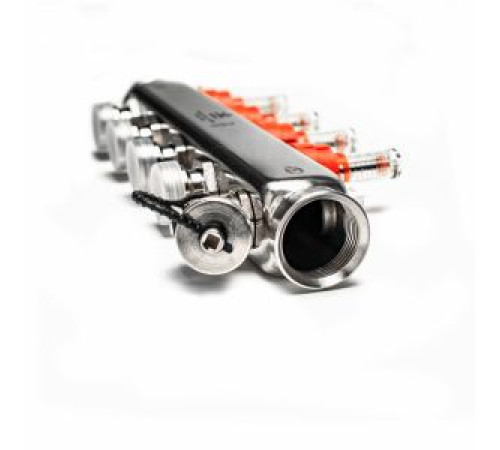 Коллекторный блок из нержавеющей стали Gekon 1x3/4 EK 4 выхода со сливными кранами и воздухоотводчиками GK 72104