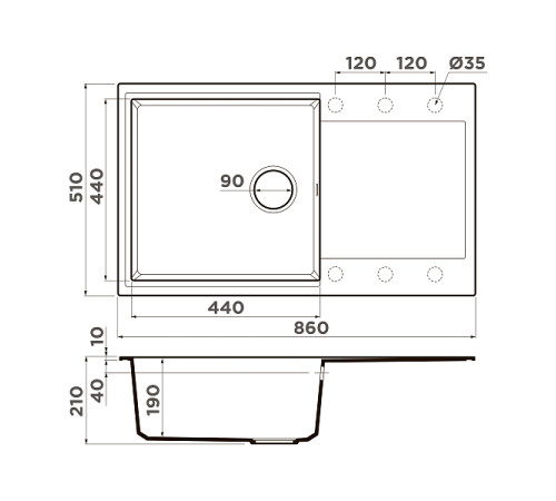 Кухонная мойка Omoikiri Daisen 86-SA Artgranit 86x50 см бежевый 4993701
