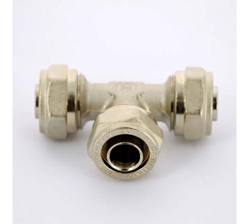 Тройник обжимной никелированный Uni-Fitt 20х20х20 мм 666N7770