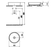 Раковина накладная Creavit LOOP 40 см белая LP140-00CB00E-0000