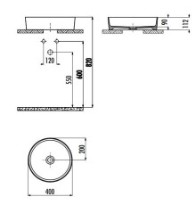 Раковина накладная Creavit LOOP 40 см белая LP140-00CB00E-0000