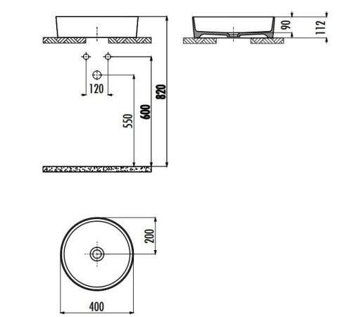 Раковина накладная Creavit LOOP 40 см белая LP140-00CB00E-0000