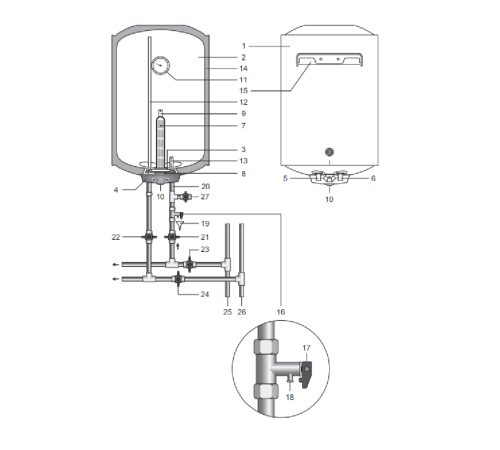 Водонагреватель накопительный Thermex ESD 50 V Pro 50 л 12230