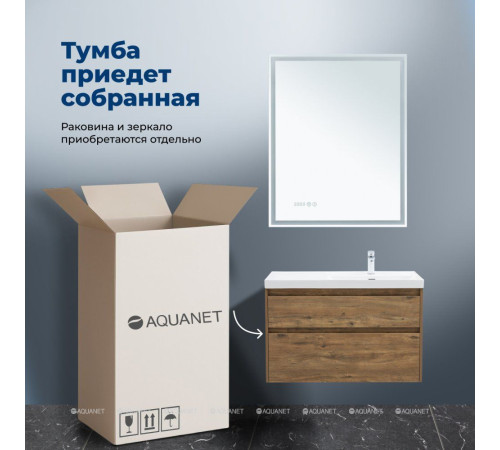 Тумба с раковиной Aquanet Nova Lite 2.0 100 R 2 ящика дуб рустикальный 00365913