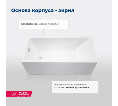 Акриловая ванна Aquanet Agata 150x70 см с каркасом 00352892
