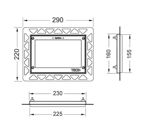Монтажная рамка TECE TECEsquare для установки стеклянных панелей черная 9240647