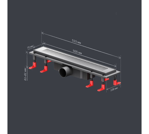 Трап для душа линейный AM.PM PrimeFlow универсальный затвор Cut Gradient 50 см W02SC-P11-050-01SB