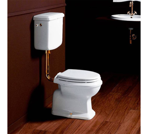 Унитаз SIMAS Arcade 36х72 см со средним бачком выпуск в стену белый/золото AR811bi / AR812bi / D11oro