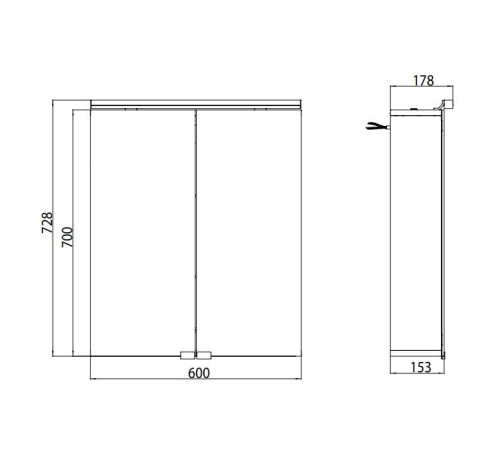Зеркальный шкаф emco Pure 600x700 мм LED 2 двери розетка 9797 050 81