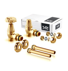 Комплект вентилей с трубками SR Rubinetterie Floral Old Style 1/2 угловой золото A339-1500DE15