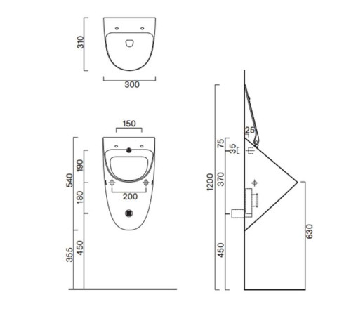 Писсуар Catalano Comfort 54x30 см белый глянцевый 0932540001