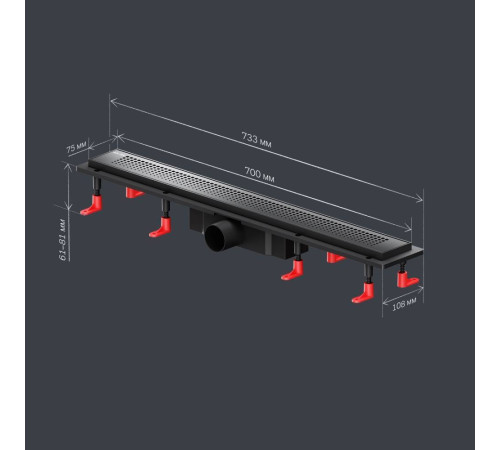 Трап для душа линейный AM.PM PrimeFlow универсальный затвор Cut Gradient 70 см W02SC-P11-070-01BM