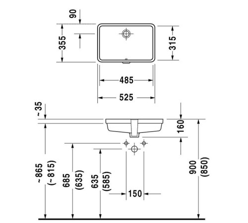 Раковина встраиваемая снизу Duravit Vero 48х35 см белая 0330480000