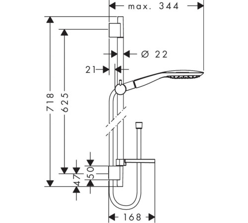Душевой гарнитур Hansgrohe Raindance Select 150/UnicaS Puro штанга 65 см хром 27856000