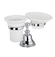 Держатель настольный с мыльницей и стаканом Tiffany World Harmony 141 керамика хром TWHA141cr