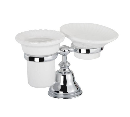 Держатель настольный с мыльницей и стаканом Tiffany World Harmony 141 керамика хром TWHA141cr