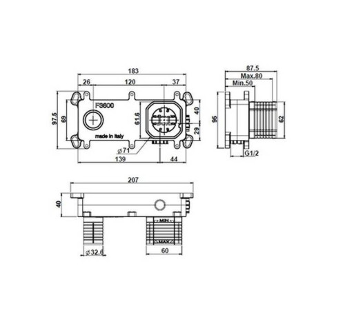 Встраиваемая часть смесителя для раковины Fima Carlo Frattini настенная F3600