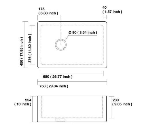 Раковина кухонная Kerasan Hannah Essex 75.8x45.6x25.4 см без отверстия белый 541101