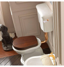 Унитаз приставной Kerasan Retro 72х38.5 см с низким бачком слив в стену белый/золото 107201/760391/101101/757091/757191