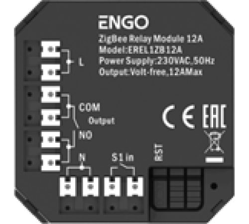 Модульное реле ENGO Controls EREL1ZB12A ZigBee 12 А сухой контакт EREL1ZB12A