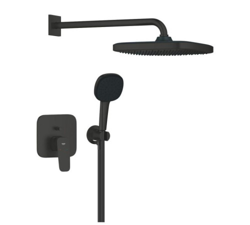 Душевой набор GROHE CUBEO с верхним душем Tempesta 250 и гарнитуром Tempesta Cube 110 3 режима матовый черный 1053362430