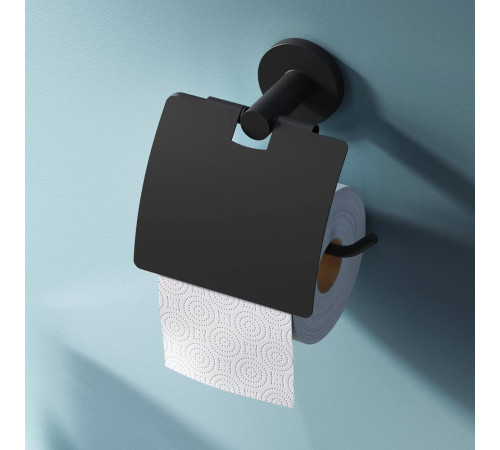 Держатель для туалетной бумаги с крышкой AM.PM X-Joy черный A85A341422