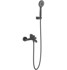 Смеситель для ванны Aquanet Европа с душевым набором 3jet матовый черный AQ1349MB