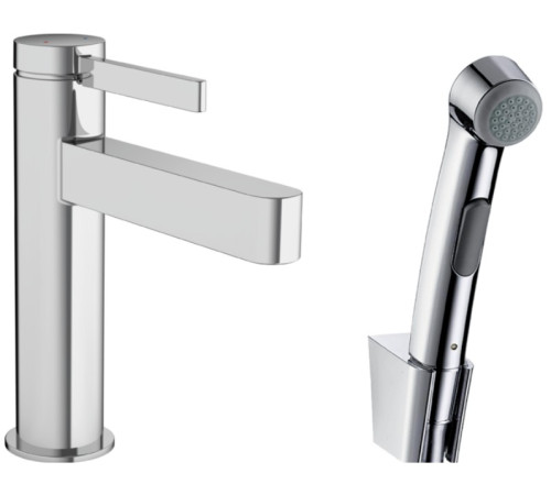 Смеситель для раковины hansgrohe Finoris 113 мм с гигиеническим душем 76210000