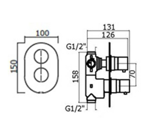 Смеситель для душа термостатический встраиваемый Plumberia Selection IXO на 3 выхода черный матовый XOT5050NO