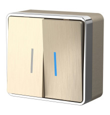 Выключатель двухклавишный с подсветкой Gallant шампань рифленый W5020110