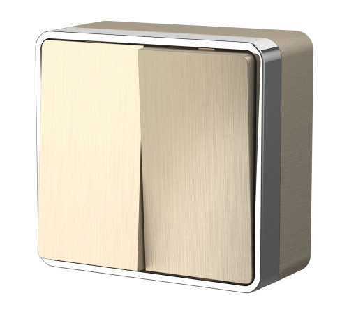 Выключатель двухклавишный Gallant шампань рифленый W5020010