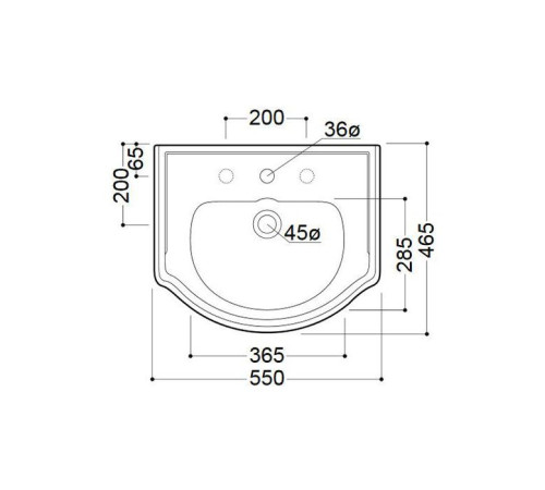 Раковина Kerasan Retro 55 см 3 отверстия белая 104501/7602