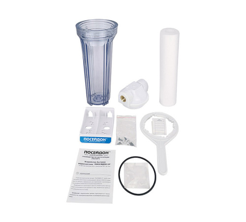 Корпус магистрального фильтра Посейдон 1Р 3/4 прозрачный для холодной воды ПОСЕЙДОН-1Р-3/4