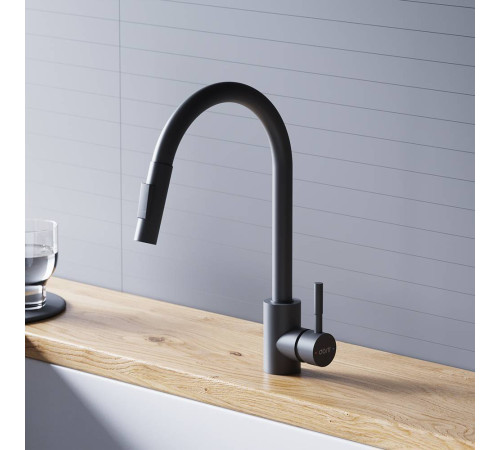 Смеситель для кухни Dorff Logic с вытяжным изливом черный D3007522